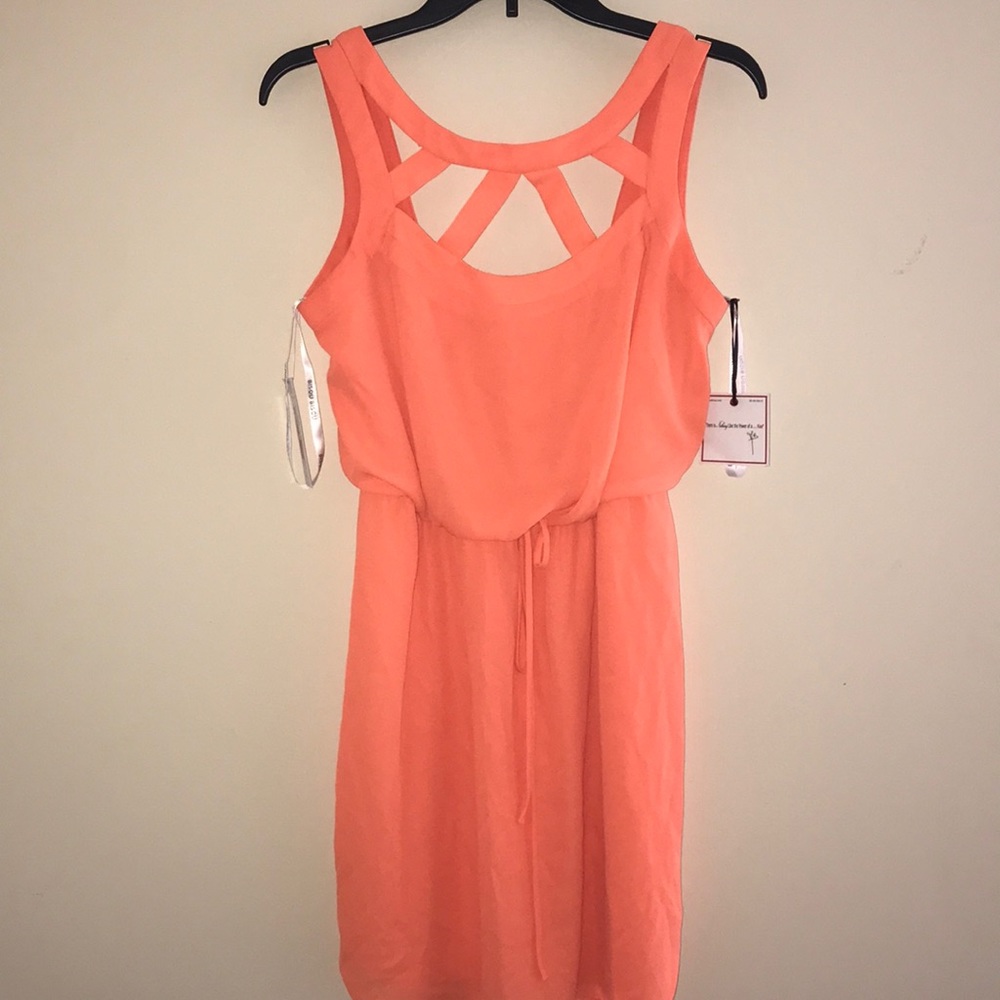 Orange summer dress Cinched waist